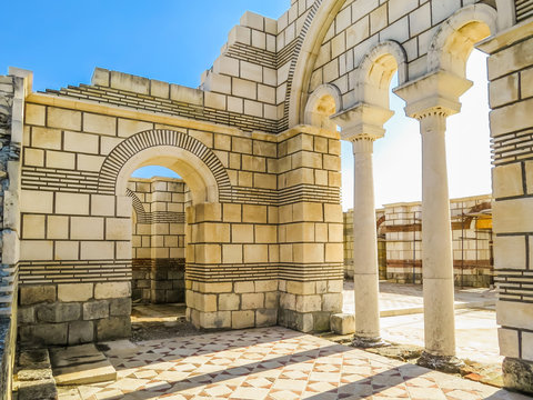 Ruins of The Great Basilica in Pliska, capital of the first Bulgarian kingdom. Bulgaria
