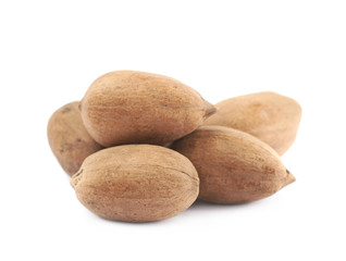 Pile of pecan nuts isolated