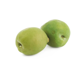 Pile of green olives isolated