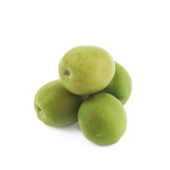 Pile of green olives isolated