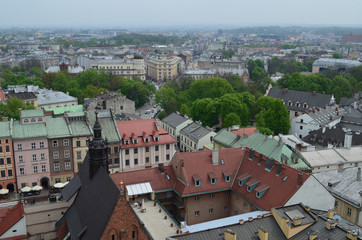 Kraków z lotu ptaka wiosną/Aerial view of Cracow in spring, Lesser Poland, Poland