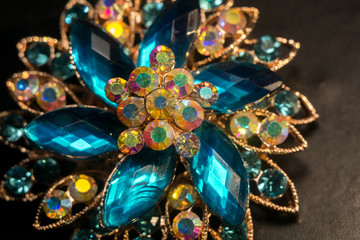 Blue Flower Shaped Brooch