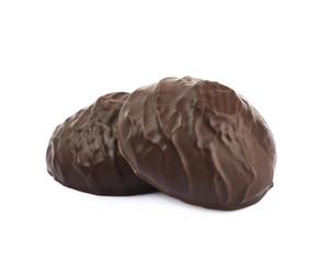 Marshmallow covered in chocolate isolated