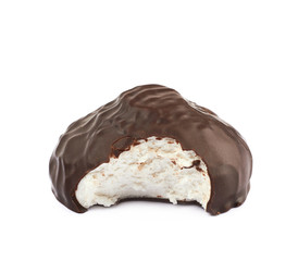 Marshmallow covered in chocolate isolated