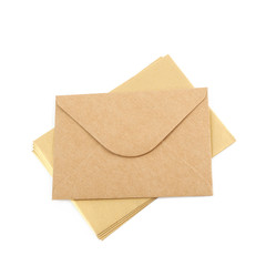 Pile of paper envelopes isolated