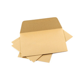 Pile of paper envelopes isolated