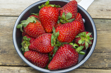 Group of Strawberries on wooden table
