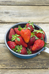 Group of Strawberries on wooden table