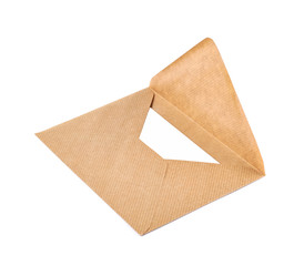 Single opened envelope isolated