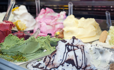 Close up of delicious icecreams