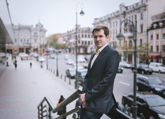 Handsome businessman portrait. Color toned.