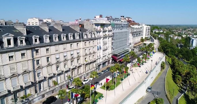 Pau, Aerial view of Boulevard des Pyrenees, 4K, UHD (4096X2160)