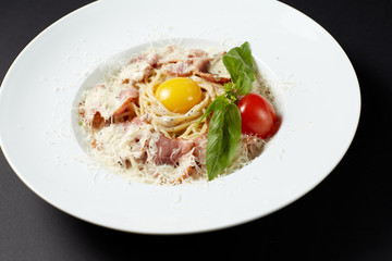 Spaghetti Carbonara. Italian style. Italian food. Italian cuisine.