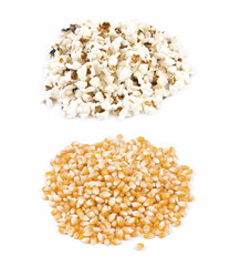Pop corn, before and after pop
