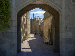 Architecture in Vorontsov Palace at spring time, Crimea, Alupka