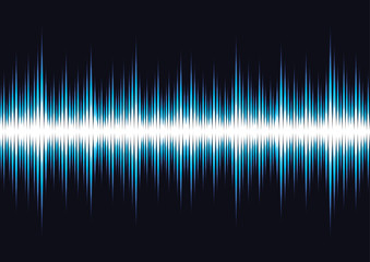 Sound waves oscillating dark blue light, Abstract technology background. Vector.