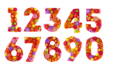 Plasticine volumetric symbols-letters and numbers, bright and colored