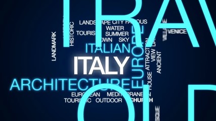 Italy animated word cloud, text design animation. - Powered by Adobe