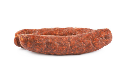 Stick of a smoked sausage isolated