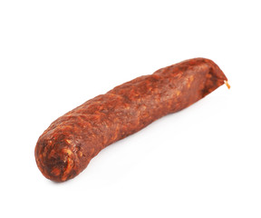 Stick of a smoked sausage isolated
