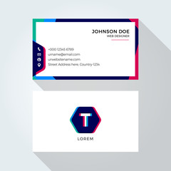 T Alphabet Letter Abstract Colorful blending logo and business card template