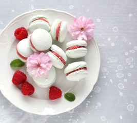 Macarons with raspberry filling