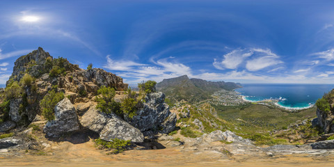 Full 360 virtual reality panoramic of Lions Head and Table Mountain peaks in Cape Town, South Africa