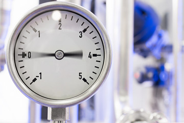 Closeup of manometer, measuring pressure.