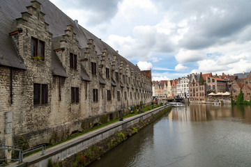 Fototapeta na wymiar River with Historical Buildings in Gent