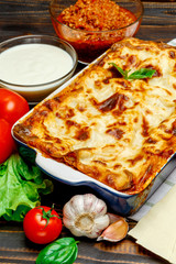 Classic Lasagna with bolognese and bechamel sauce