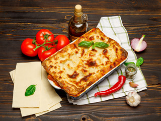 Classic Lasagna with bolognese and bechamel sauce
