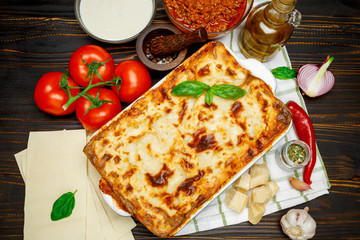 Classic Lasagna with bolognese and bechamel sauce