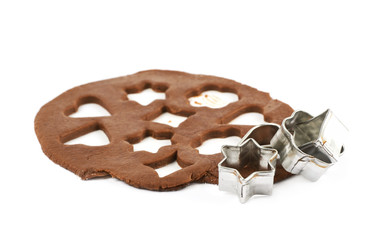 Rolled up layer of cookie dough isolated