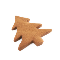 Fototapeta na wymiar Christmas tree shaped cookie isolated