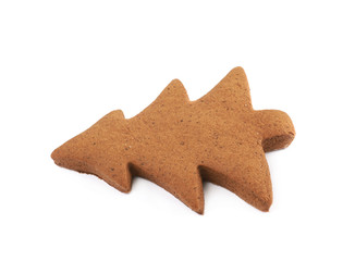 Christmas tree shaped cookie isolated