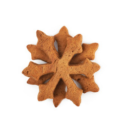 Pile of snowflake cookies isolated