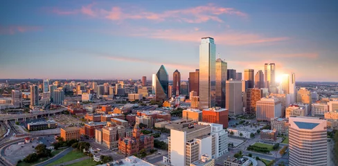 Wall murals United States Dallas, Texas cityscape with blue sky at sunset