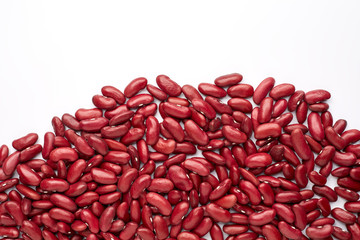red kidney bean isolated on white background. Red kidney bean texture background. A large bean with a subtle sweet flavor and soft texture. Beans. Beans. Proper nutrition. Vitamins. Healthy food.