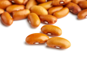 Yellow kidney bean isolated on white background. Yellow kidney bean texture background. A large bean with a subtle sweet flavor and soft texture. Beans. Proper nutrition. Vitamins. Healthy food.