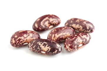 Dark Spotted kidney bean isolated on white background. Dark kidney bean texture background. A large bean with a subtle sweet flavor and soft texture. Beans. Proper nutrition. Vitamins. Healthy food.