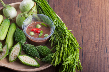 Shrimp-paste sauce (Nam Prik) and vegetable