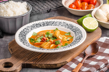 Delicious chicken curry with vegetable