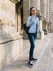 Young Beautiful Girl Posing In Autumn Outfit