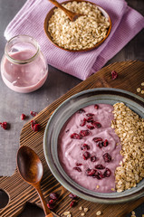 Blueberries oatmeat yogurt with crenberries