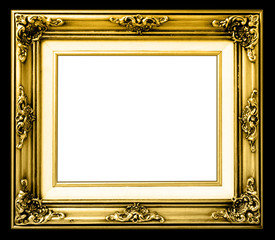 Vntage gold frame, isolated on Black