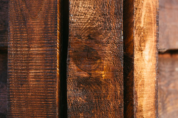 Old natural wooden shabby background close up. Grunge background of old dark brown wooden plank. Wood Texture