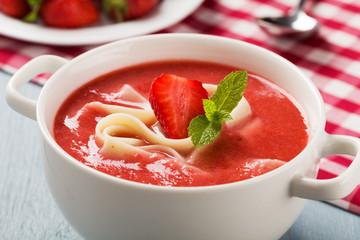 Home made soup with strawberries.