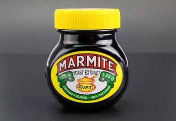 Foto auf Acrylglas QUEENSTOWN, SOUTH AFRICA - 27 April 2017: Marmite yeast extract spread for bread or toast © Madele