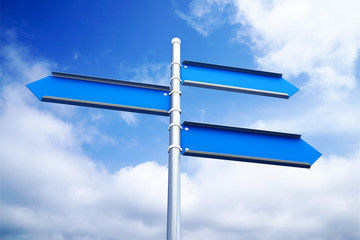 3D rendering Blank Blue Road Sign Empty Frame Signage