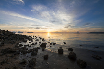 Beautiful sunrise at the beach, Saphan Hin,Phuket,Thailand